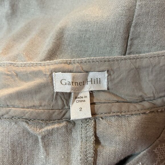 Garnet Hill Dress Size 2 Women's Beige Linen Short Sleeve V Neck Side Slit Tunic - Picture 2 of 12